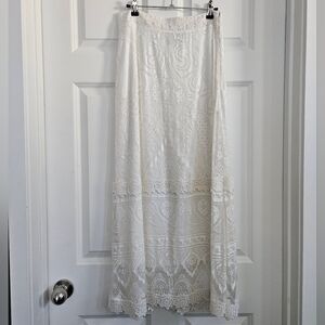Farm Rio For Anthropologie White Lace Maxi Skirt